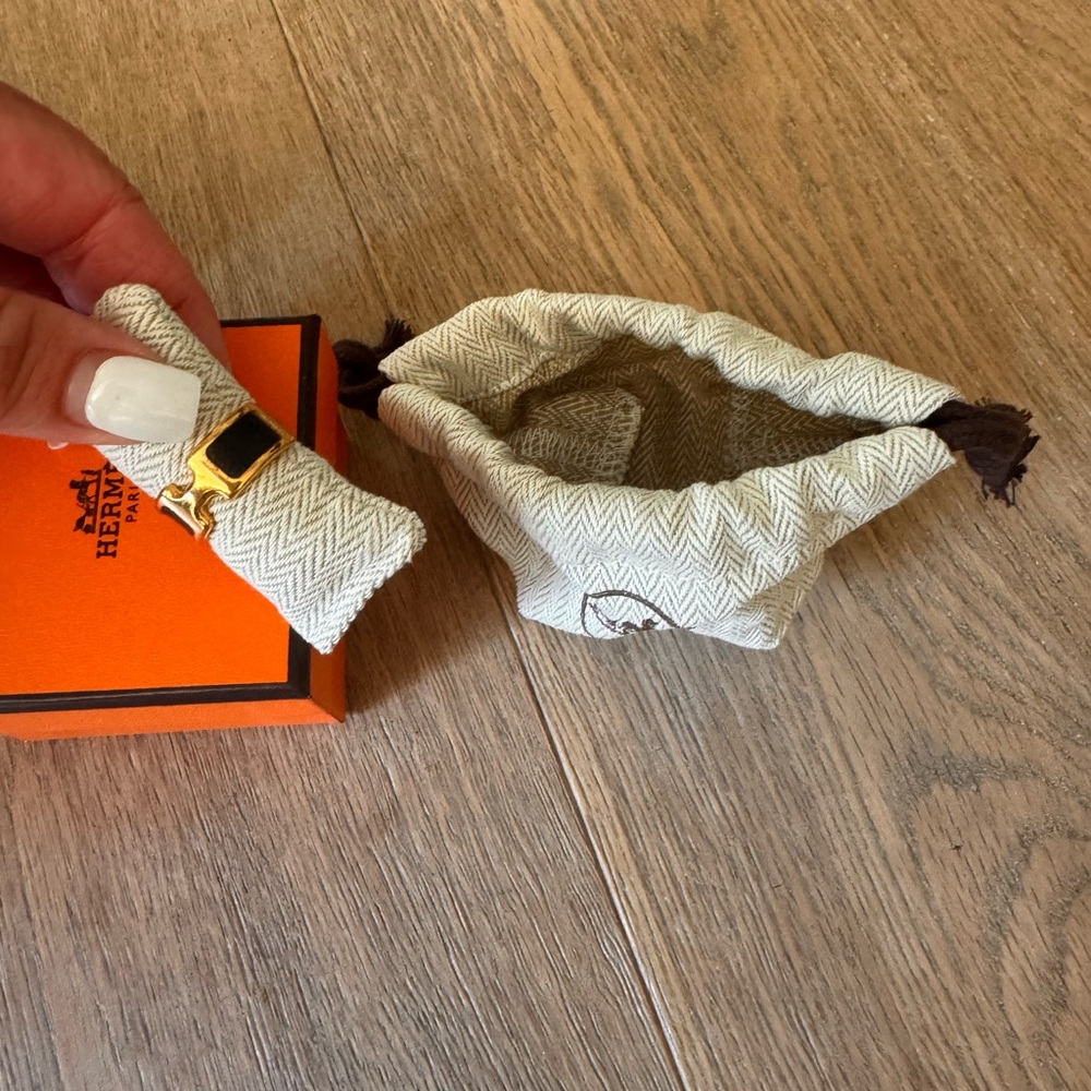 Hermes Black and Gold Ring